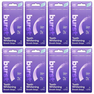 Burst Teeth Whitening Breath Strips (Polar Mint/8 Pack) | Kills 93% of Bad Mouth Germs | Up to 4 Shades Whiter in One Use | Easy to Apply/Quick Dissolving