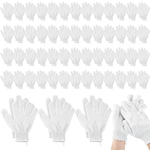 104 Pcs Exfoliating Glove Bulk Shower Gloves with Hanging Loop Exfoliating Body Scrubber Dead Skin Remover for Body Bath Beauty Spa Massage Scrubs Men Women Bathing(White)