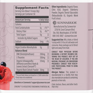 Sunwarrior Creatine for Women Monohydrate Powder Micronized Pre Workout Recovery Supplement Support Muscle Building Strength Training Cognition | Vegan and Easily Mixes 50 Servings Raspberry Lemonade