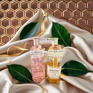 &amp;honey Deep Moist Hair Oil and Melty Moist Repair Oil Set, Step 3.0, Honey-Infused Hair Treatment, Pink and Gold, 2-Pack