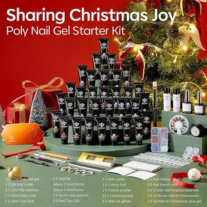 Modelones 133pcs Poly Extension Gel Nail Kit, 32 Colors All Seasons Poly Gel kit with Nail Lamp Slip Solution Builder Thickening Manicure Tools for Starter Salon DIY