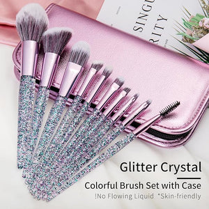 Glitter Makeup Brushes Set with Case, Vegan Makeup Brush Set Professional, Colorful Cosmetic Brushes Makeup Set, Make up Brush Vegan, Make up Brushes Set Professional, Makeup Brush Set Vegan