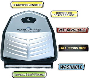 MANGROOMER - PLATINUM PRO New Self-Haircut Kit and Advanced Hair Clippers with Lithium Max Battery 9 Length Guards and Included Bonus Storage Case 2 Piece Set