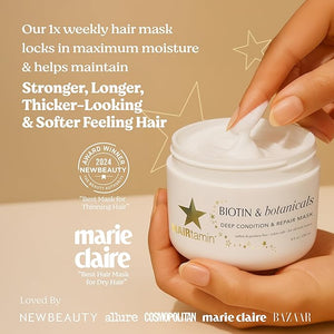 HAIRtamin Hair Conditioner - Biotin &amp Botanicals Deep Conditioning Mask for Dry Damaged Bleached Hair Repair Moisturizing Hair Treatment for Curly Hair 8 Fl Oz