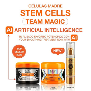 Liss Expert Stem Cells Smoothing Treatment 8.45 oz (ONE shoulder length app) and Magic AI Mask 8.45 oz Set Hyaluronic Acid Collagen Argan Oil Keratin and Stem Cells for after care SET (3 8.45)