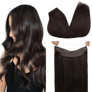 GOO GOO Wire Hair Extensions Human Hair 2 Dark Brown Natural 22inch 115g Invisible Wire Hair Extensions with Transparent Seamless Fish Line Hairpiece