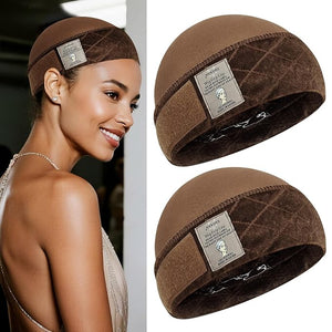 Wig Grip Cap with Silicone Strip Non Slip 2-in-1 Soft Wig Caps to Hold Wig in Place Brown 2 PCS