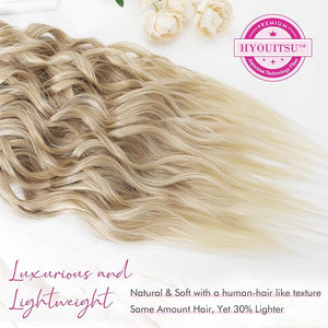 REECHO Clip in Hair Extensions 4PCS Blonde Hair Extensions 24 Thick Long Beach Waves hair extensions HE003 Invisible Lace Weft Natural Soft Hairpieces for Women ? Dark Blonde with Light Ends