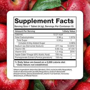 PLIX - THE PLANT FIX Apple Cider Vinegar Effervescent Tablets with The Mother 700mg ACV with VIT B12 B6 Pack of 8 |Vegan No Added Sugar Non-GMO &amp Gluten-Free