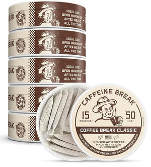 ALP Supply Co - Coffee Break Caffeine Pouches - Smooth Coffee Flavor - Clean, Bold Energy Anytime - Made in USA - 50mg Caffeine Each - 15 Pouches