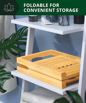 ROYAL CRAFT WOOD Premium Foldable Bathtub Tray Caddy - Wood Bath Tray for Tub Bamboo Shelf Expandable Bath Table Trays Bathtub &amp Bathroom Accessories for New Home &amp Mothers Birthday Gifts