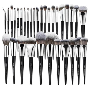 LORYP Professional Makeup Brushes Set 32Pcs Matte Black Cosmetic Brush Kit for All Face &amp Eye of Soft Vegan Synthetic Hair for Artists &amp Enthusiasts