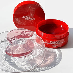 TROIAREUKE Anti-Wrinkle Collagel Eye PatchSmooths eyeforeheadfacial wrinklesReduces puffiness &amp Dark circlesHydrogel Wrinkle patchesElasticadhesive formulation (60Count)