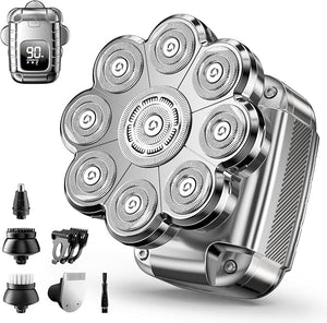 9D Head Shavers for Bald Men 5 in 1 Detachable Head Shaver with LED Display IPX7 Waterproof Wet Dry Rechargeable Electric Shavers for Men Grooming Kit for Home &amp Travel