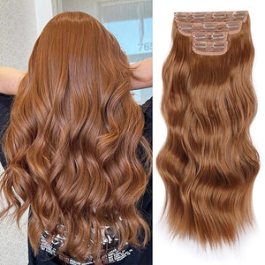 Vigorous Clip in Hair Extensions 4Pcs Long Wavy Hairpieces 20Inch Hair Extensions Clip Ins Soft Synthetic Hairpieces for Women £¨Orange Auburn£©