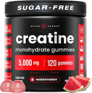 NutraChamps 120 Creatine Gummies for Men &amp Women - 5g Sugar Free Chewable Creatine Monohydrate Gummies - Supports Protein Synthesis Muscle Recovery &amp Workout Performance