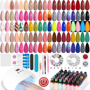 Lavender Violets Gel Nail Polish Kit with U V Light, 45 Colors Gel Polish Nail Set with Base and Matte &amp; Glossy Top Coat Soak Off All Season Essential Manicure Tools Gifts for Women Easter LA00