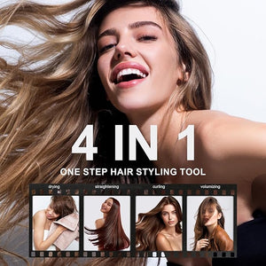 Travel Hair Dryer Brush Dual Voltage Blow Dryer in One 2 inch Mini Hot Air Styling Tool Hair Volumizer/Straightener/Curler with Universal Adapter European Travel Size Styler