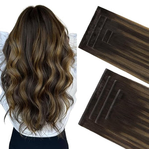 GOO GOO Invisi Edge Clip in Hair Extensions Set 24inch 220g 5pcs Injected Seamless PU Clip ins and 4pcs Classical PU Clip ins Virgin Real Human Hair #(T2/6) P2