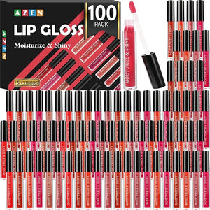 AZEN 100 Pack Lip Gloss Bulk Set, Shimmery Lip Gloss for Women and Girls With Rich Varied Colors