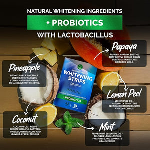 Teeth Whitening Strips by Pop On 28 Strips 14-Day Treatment Non-Slip Sensitive Teeth Whitening Strips Made With Natural Ingredients Mint Flavor With Essential Probiotics Hydrogen Peroxide Free