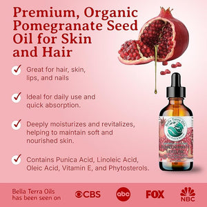 Bella Terra Oils Pomegranate Seed Oil ? 1 Gallon ? 100% Pure &amp; Natural, Cold-Pressed, Unrefined ? Hydrating &amp; Nourishing for Skin &amp; Hair ? Antioxidant-Rich Beauty Oil