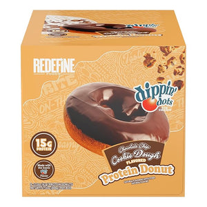 Redefine Foods Dippin' Dots Protein Donut - 8 Count - Chocolate Chip Cookie Dough Flavor - 15g of Protein Per Serving - No Artificial Ingredients