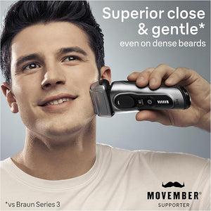 Braun Series 8 8560cc Electric Razor for Men, 4+1 Shaving Elements &amp; Precision Long Hair Trimmer, 5in1 SmartCare Center, Close &amp; Gentle Even on Dense Beards, Wet &amp; Dry Electric Razor, 60mi