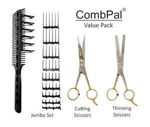 Scissor Clipper Over Comb Hair Cutting Tool - Barber Hair Cutting kit - DIY Home Hair Cutting Guide Comb Set (Jumbo Value-Pack Black)