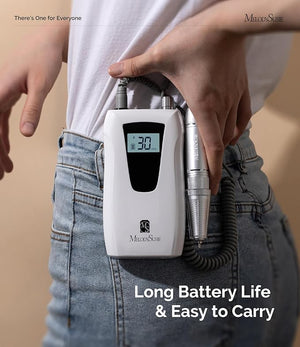 MelodySusie Entry-Level Clip-On Cordless Nail Drill SC320D 30000RPM Essential E-File with LCD Display for Manicure Shaping &amp Gel Removal Perfect for Training Nail Art Practice &amp Home Use