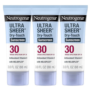 Neutrogena Ultra Sheer Dry-Touch Sunscreen for Face &amp Body Helioplex SPF 30 Broad Spectrum UVA/UVB Lightweight Water Resistant &amp Non-Greasy Hawaii Act 104 compliant Travel Size 3 fl oz P