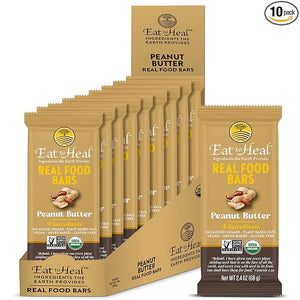 EatToHeal Peanut Butter Real Food Bar - Organic Vegan Healthy High Protein Bars - Low Sugar Meal Replacement Non GMO Never Baked Plant Based Gluten Free - Crafted to Enjoy Not Sit on Shelves