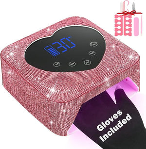 UV LED Nail Lamp Rechargeable 72W Cordless Portable UV Light for Gel Nails PolishRhinestones Nail Dryer Light with GloveAuto Sensor5 Timer30 BeadsFast Curing Gel X Polish Lamp for Home Salon