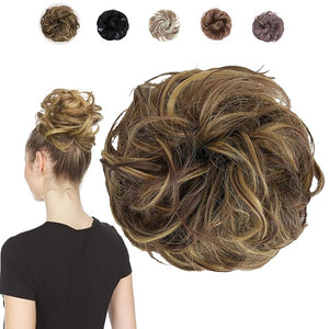 Juvabun Messy Bun Scrunchie Mix Walnut ? Volumizing Soft Synthetic Updo for Quick Styling, Hair buns hair piece, Comfortable All-Day, Hair bun scrunchies