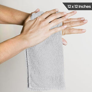 Utopia Towels 24 Pack Cotton Washcloths Set 100% Ring Spun Cotton Premium Quality Flannel Face Cloths Highly Absorbent and Soft Feel Fingertip Towels Silver