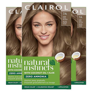 Clairol Natural Instincts Demi-Permanent Hair Dye 7A Dark Cool Blonde Hair Color Pack of 3