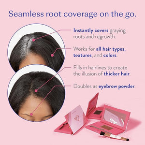 eSalon Root Touch Up + Brow Powder, Conceal &amp; Cover (Black) - Hairline Powder for Women - Scalp Concealer &amp; Filler for Thinning &amp; Gray Hair Coverage - Creates Thicker &amp; Fuller-Looking