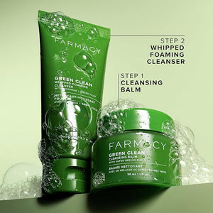 Farmacy Deep Double Cleanse Skincare Gift Set - Green Clean Makeup Remover Cleansing Balm &amp Whipped Foaming Face Wash for Oily Skin - Melts Away Makeup &amp Helps Promote Healthy Skin (2 Count)