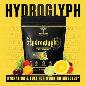 Ambrosia Hydroglyph Intraworkout Electrolytes Hydration Drink Mix | Sugar Free Electrolyte Powder with Amino Acids | Supports Lean Muscle During Fasting | 30 Servings | Fruit Punch