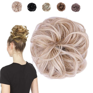 JuvaBun Messy Bun Hair Piece - Light Brownish Blonde color Synthetic Hair Foam Material Women's Wig Easy Upkeep