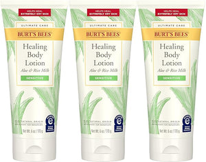Burt's Bees Ultimate Care Healing Body Lotion with Aloe and Rice Milk for Sensitive Skin 98.8% Natural Origin 6 Ounces