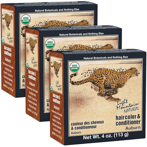 Light Mountain Henna Hair Color &amp Conditioner - Auburn Hair Dye for Men/Women Organic Henna Leaf Powder and Botanicals Chemical-Free Semi-Permanent Hair Color 4 Oz (Pack of 3)