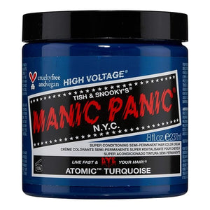 MANIC PANIC Classic Atomic Turquoise Semi Permanent Hair Color - Neon Aqua Blue Hair Dye for Women &amp Men That Lasts 4-6 Weeks - Vegan Ammonia &amp Cruelty-Free - Create &amp Mix Custom Shades (