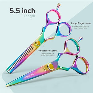 Suvorna 5.5" Hair Cutting Scissors Professional with Thinning Shears for Hair Cutting, Right Hand Professional Hair Scissors, Barber Shears Set, hair shears professional, 2 piece Hair Cutting Shears.