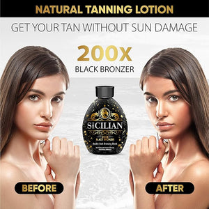 The Sicilian 200X Black Bronzer Dark Tanning Lotion Indoor Tanning Beds &amp; Outdoor Bronzing Sun Tan Lotion