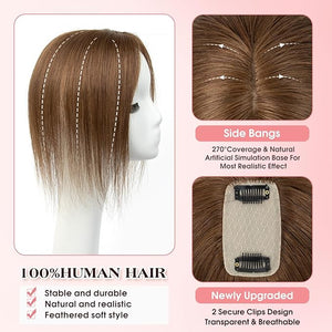 isheeny Hair Toppers For Women Real Human Hair Dark Brown #2 8Inch Human Hair Topper for Women 2 Clips Secure Hold Realistic Artificial-Base Scalp For Changing Your Look