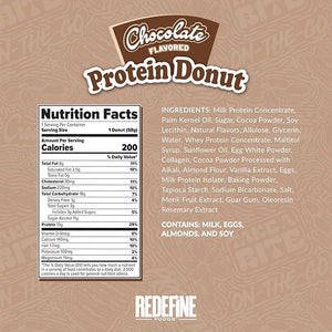 Redefine Foods Chocolate Protein Donut - 8 Count - Chocolate Flavor - 15g of Protein Per Serving - No Artificial Ingredients