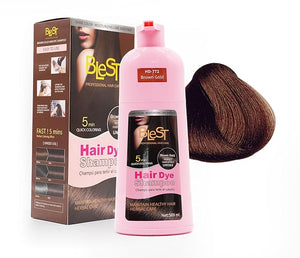Hair Dye 2-in-1 Shampoo Color for Quick Gray Coverage ? Semi Permanent Hair Color for Men and Women ? 500ml (Brown Gold)