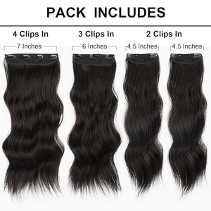Vigorous Clip in Hair Extensions 20Inch Brown Black Hair Extension 4Pcs Natural &amp Soft Thick Fiber Double Weft Hairpieces for Women