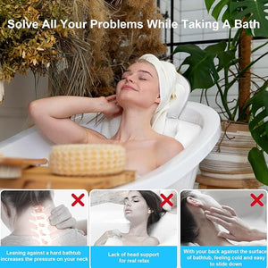 Full Body Bath Pillow for Bathtub Luxury Bath Gifts for Women Tub Pillow for Bath for Headrest Neck and Back Support (White)